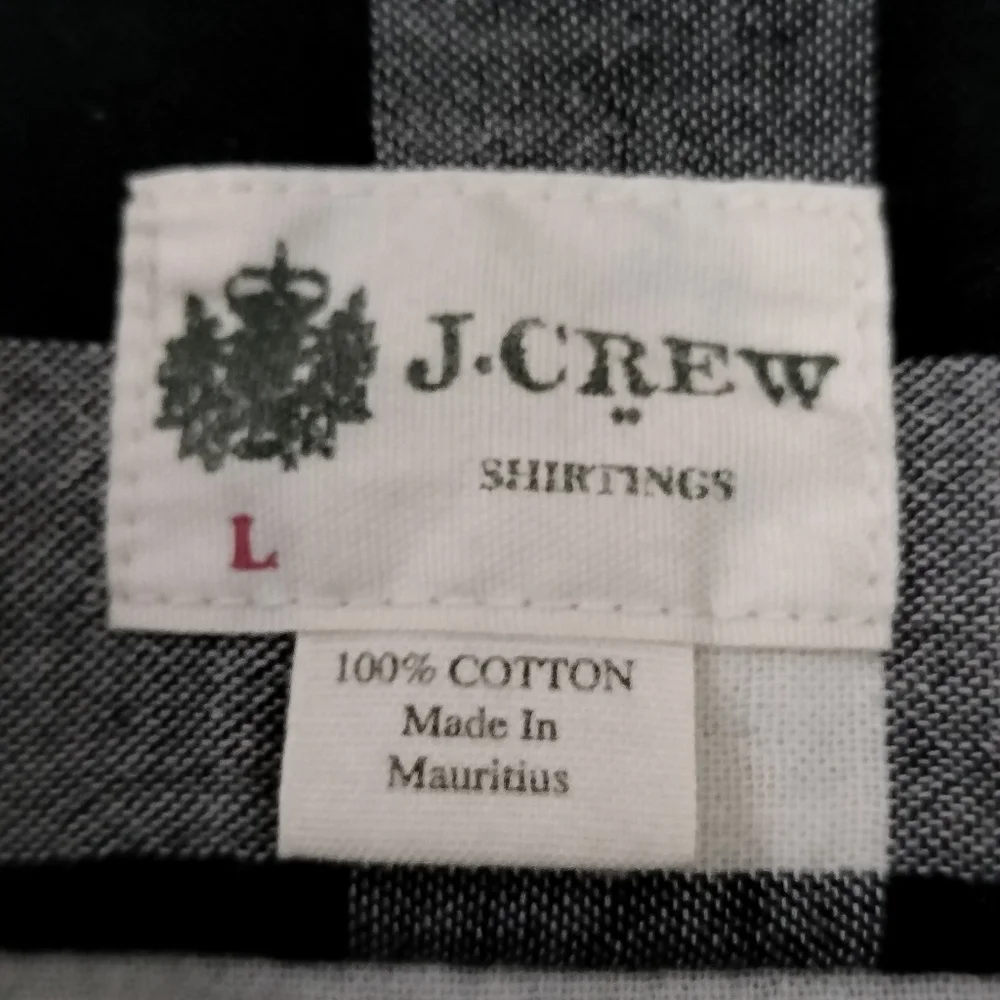 J Crew Tailor Fit Mens Black White Buffalo Check Flannel Cotton Shirt L Preppy